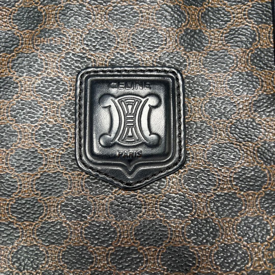 CELINE Vintage Macadam Triomphe Large Tote Bag Shoulder Purse Brown Leather