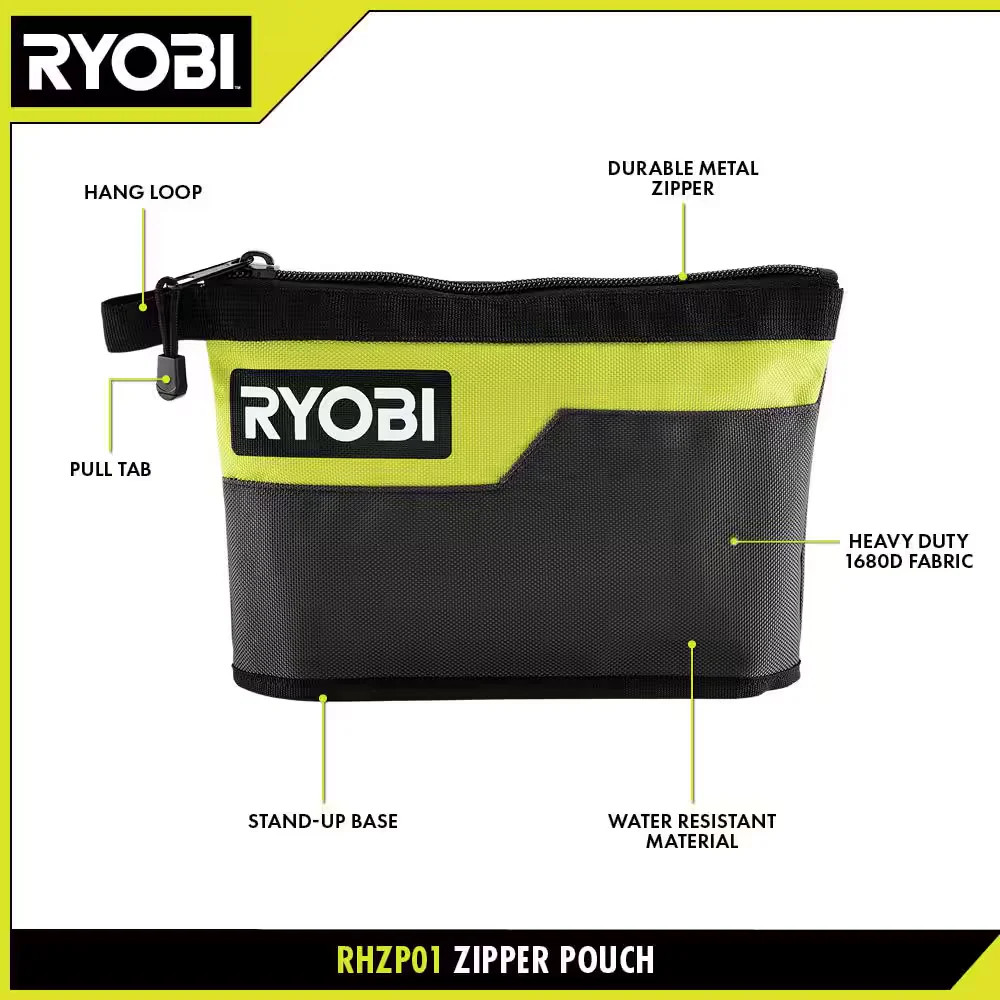 RYOBI 12in Zipper Tool Pouch Storage Bag RHZP01