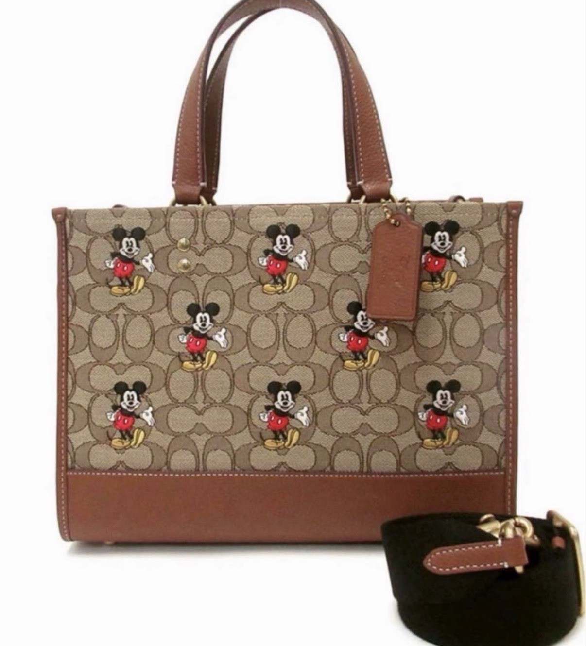 Disney X Coach Dempsey Tote 22 Signature Jacquard With Mickey Mouse Print CM199