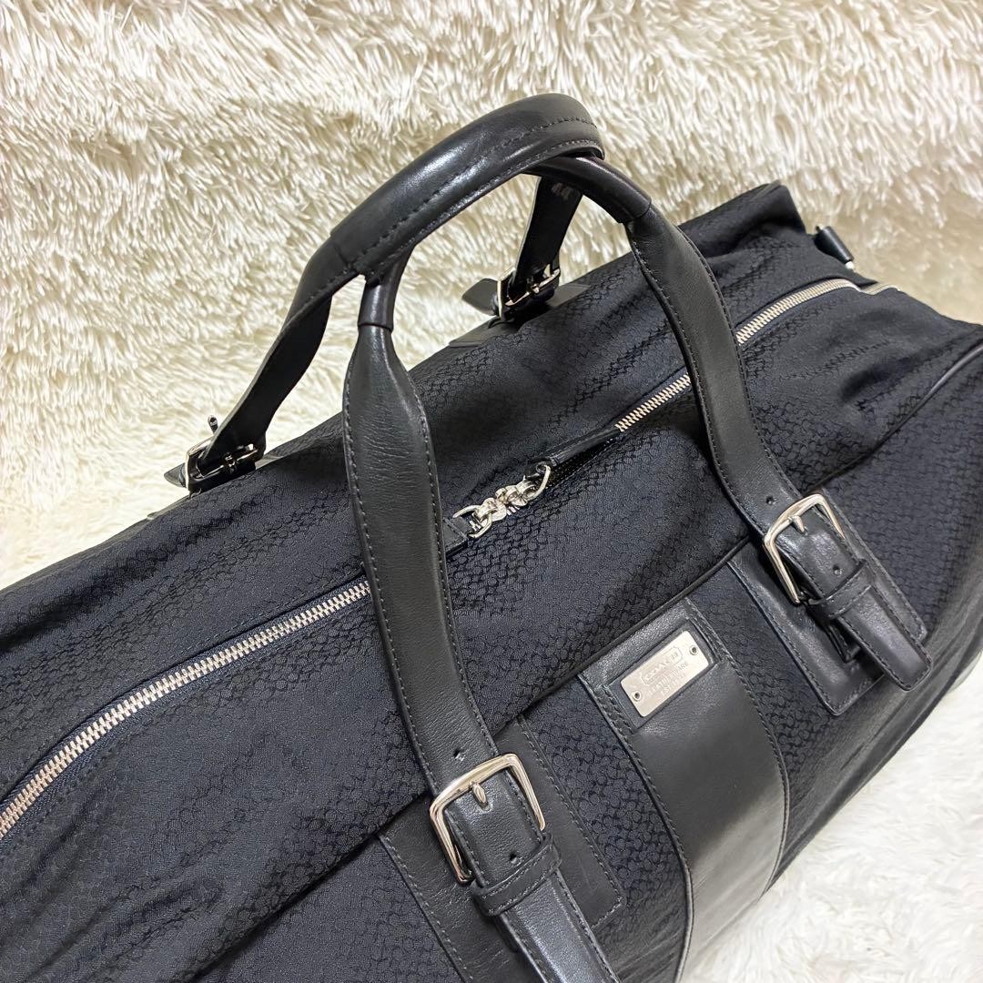 Rare COACH Boston Bag Signature Leather Canvas Black