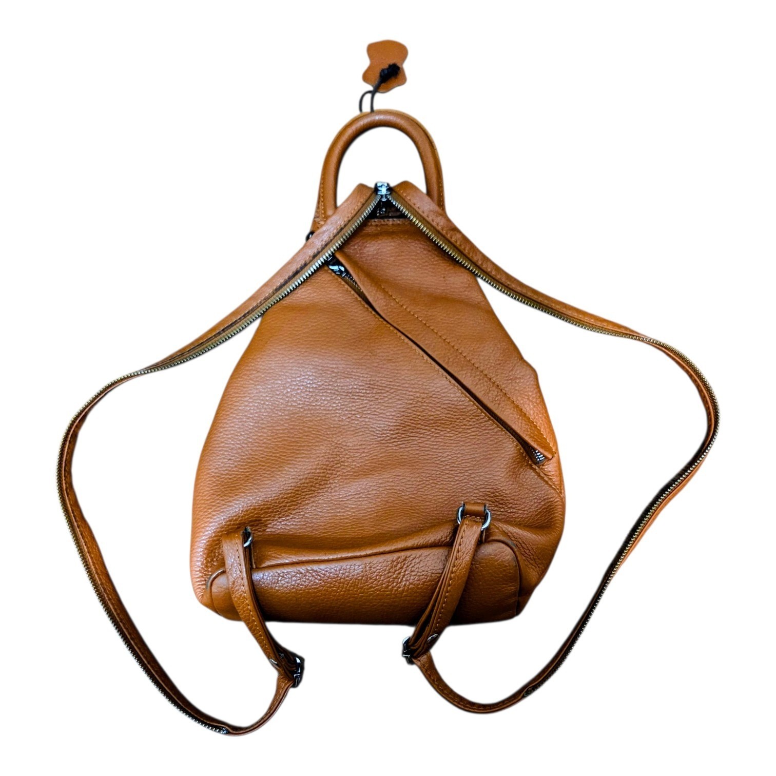 Valentina Italia Leather Backpack Purse Brown Pebbled Convertible Sling Handbag