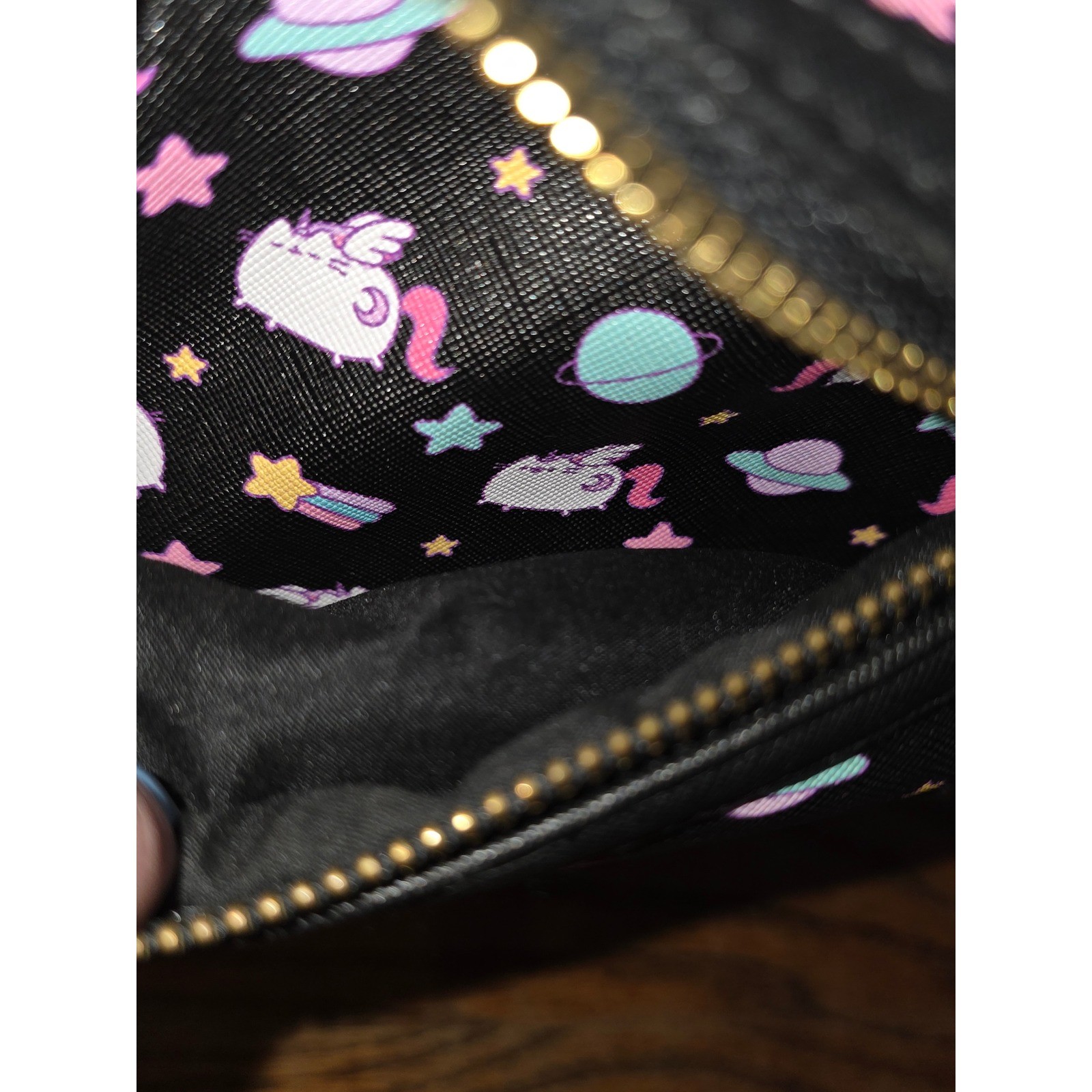 Pusheen Mini Backpack Black Celestial Unicorn Cat Stars Planets Faux Leather