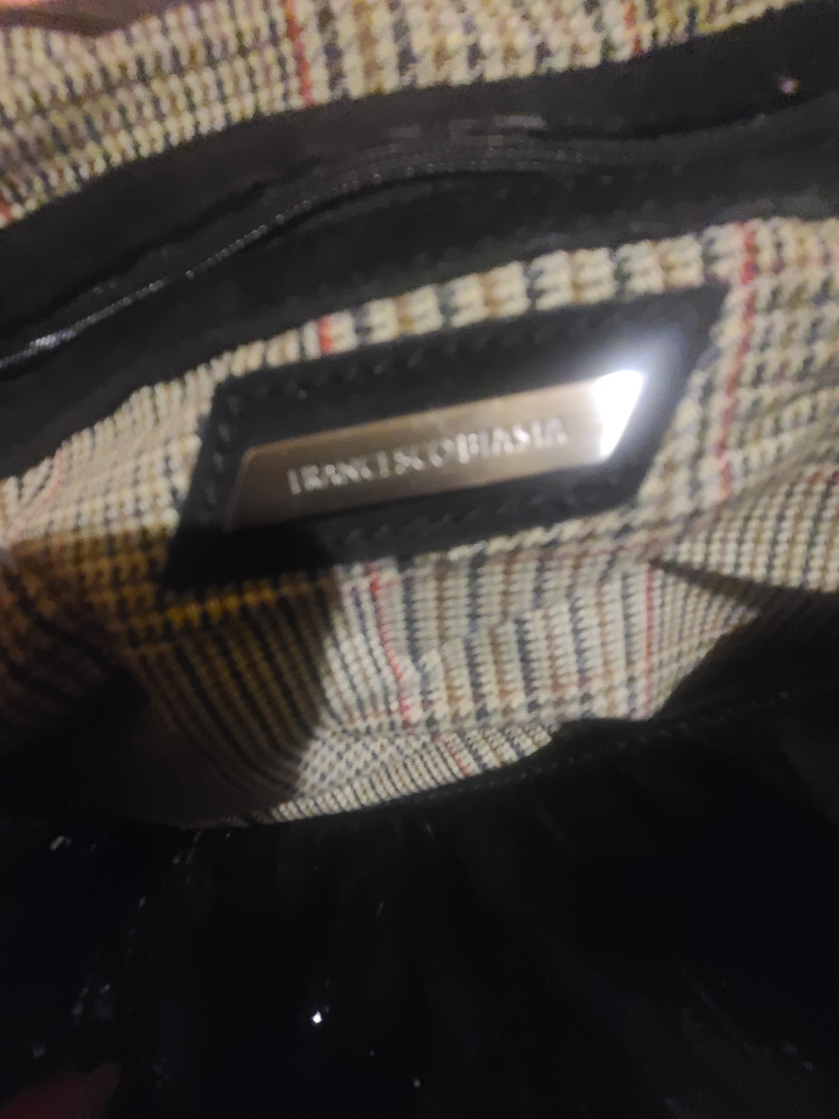 Francesco Biasia Patent Leather Black Y2k Handbag With Dust Bag