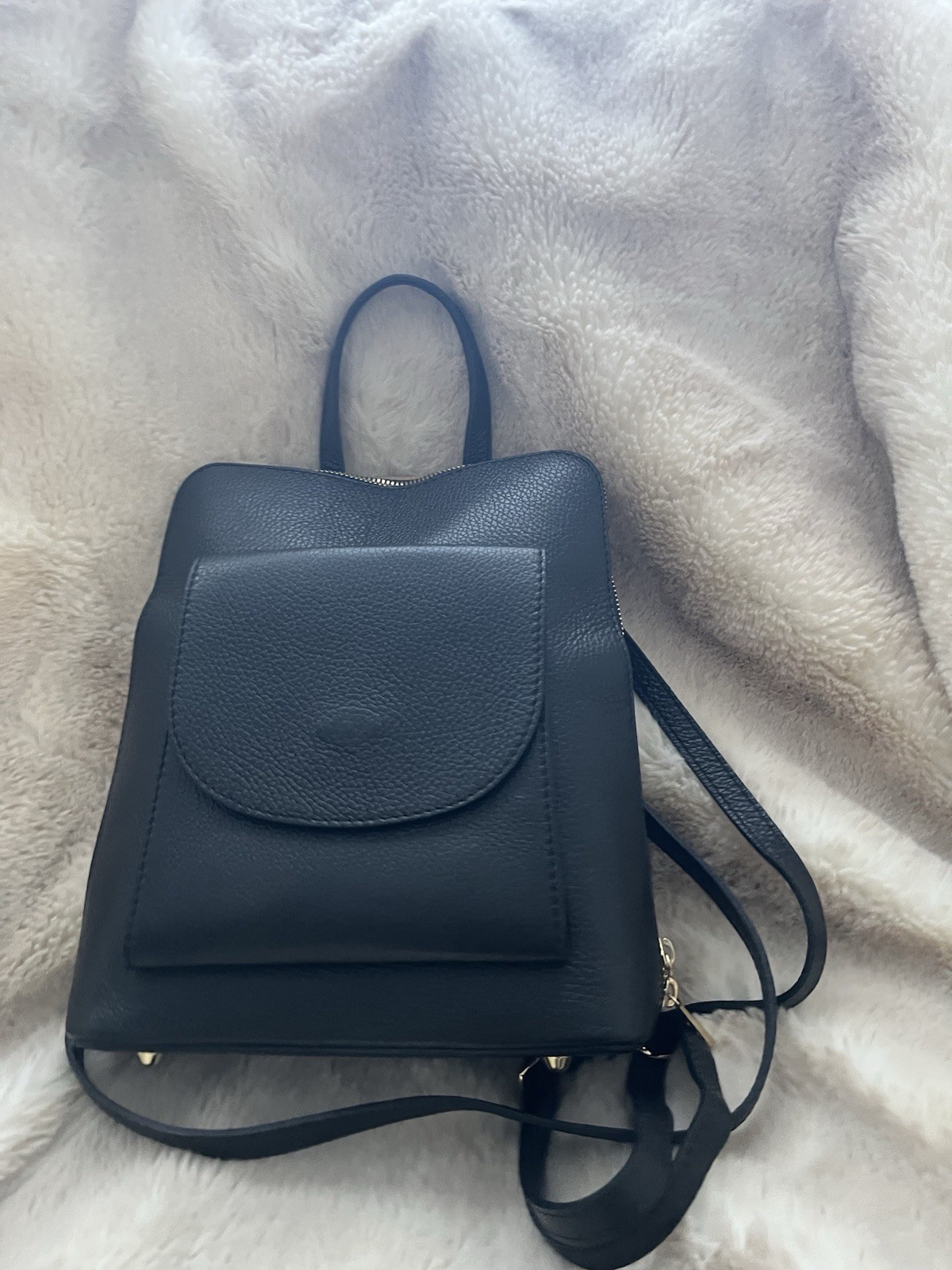 The Small Black Bag For Adventure By Vera Pelle From Italy/gold zipper/10x11in