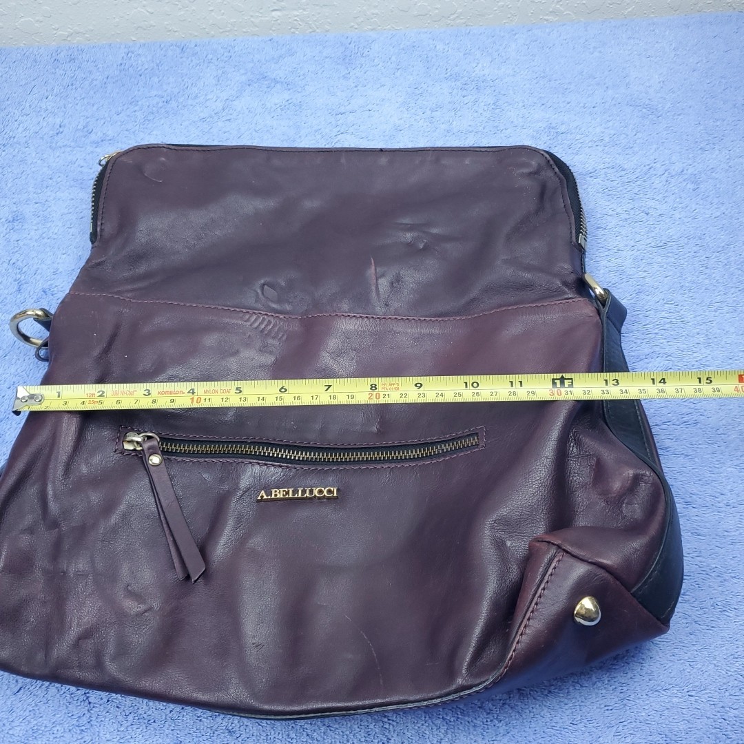 A. Bellucci Purse Burgundy Pebbled Leather Shoulder Bag Made in Italy