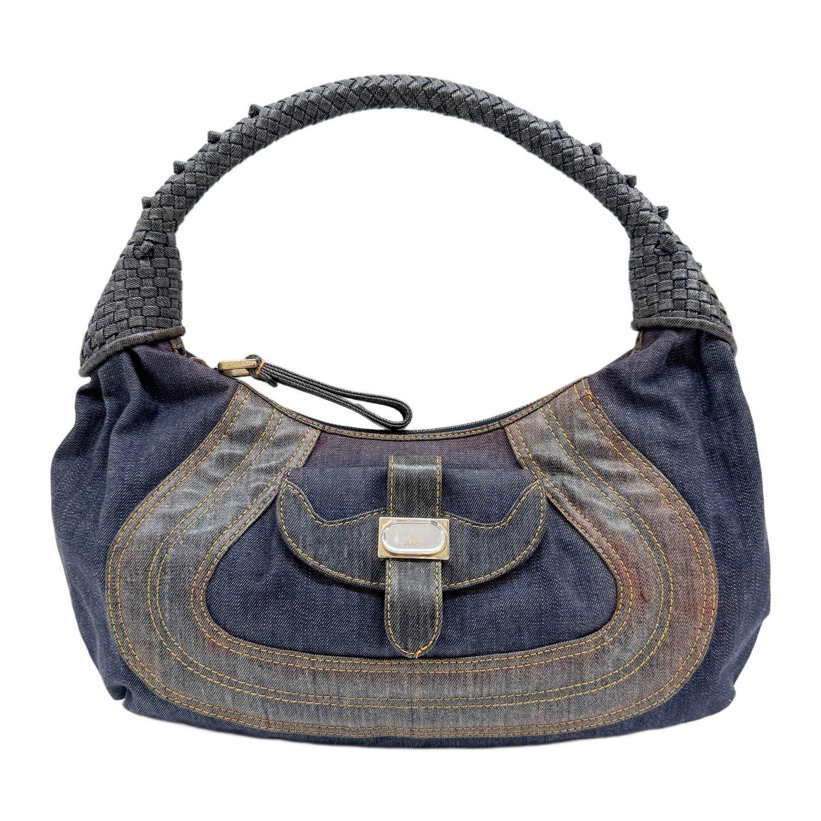 FENDI Vintage Spy Blue Denim Hobo Bag