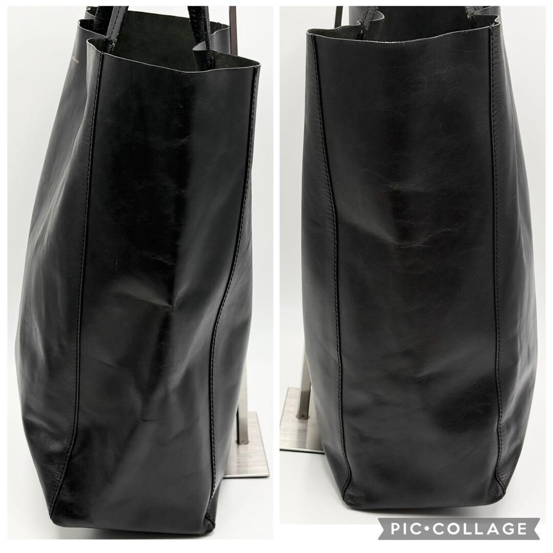CELINE Horizontal Cabas Leather Tote Bag Black A4 Laptop Large Unisex Authentic