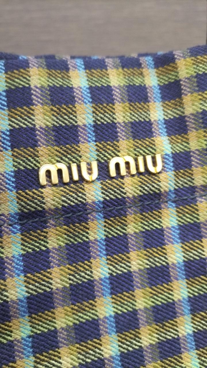 MIUMIU Check Square Tote Bag 14.9 inches