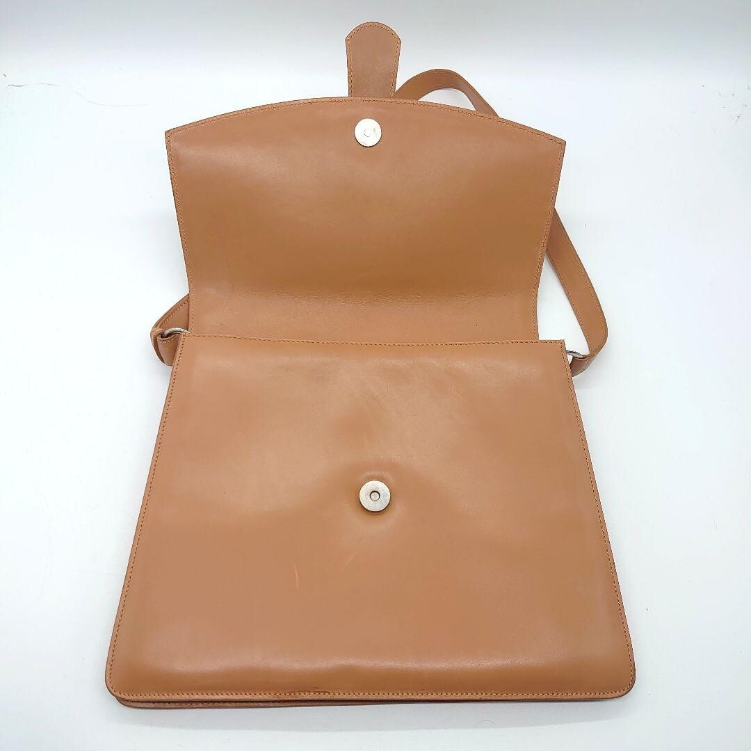 DOLCE&GABBANA Beige Leather Shoulder Bag Women Magnetic Snap Dust Bag 29.5cm