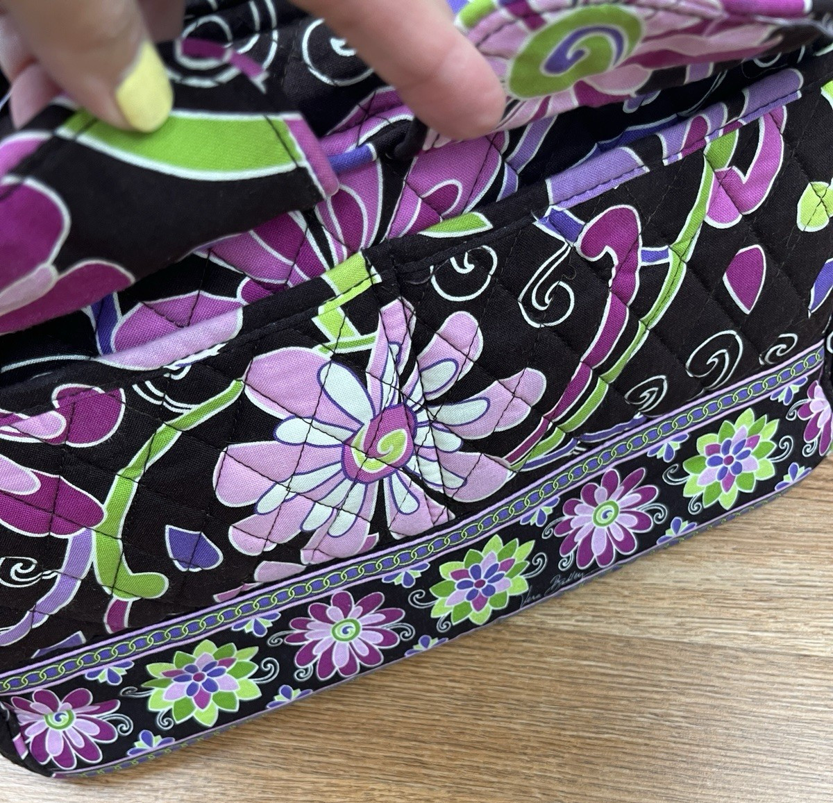 Vera Bradley Retired Purple Punch Bowler Bag Shoulder Purse- Lots of Pockets