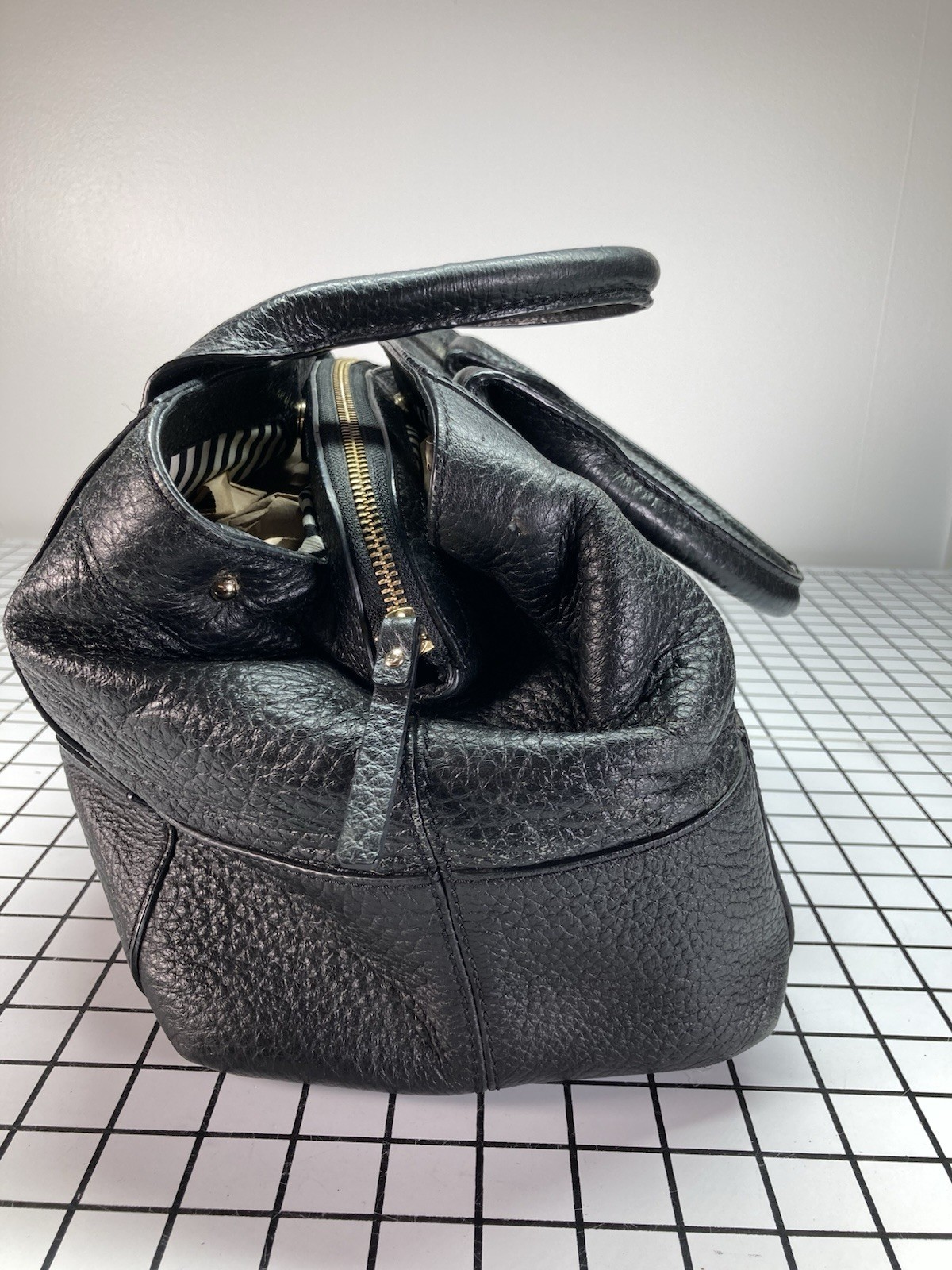 KATE SPADE Black Pebble Leather Bag Satchel Shoulder Strap Missing 14”