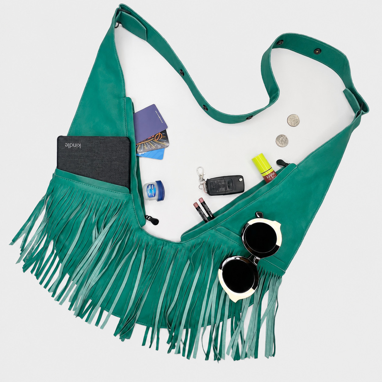 Genuine Leather Fringe Crossbody Bag