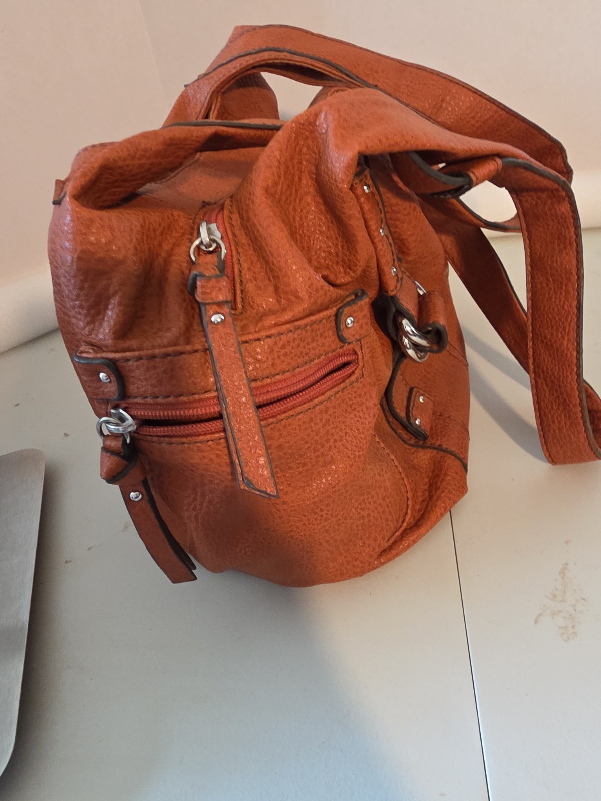 St John’s Bay Burnt Orange Faux Leather Handbag Purse
