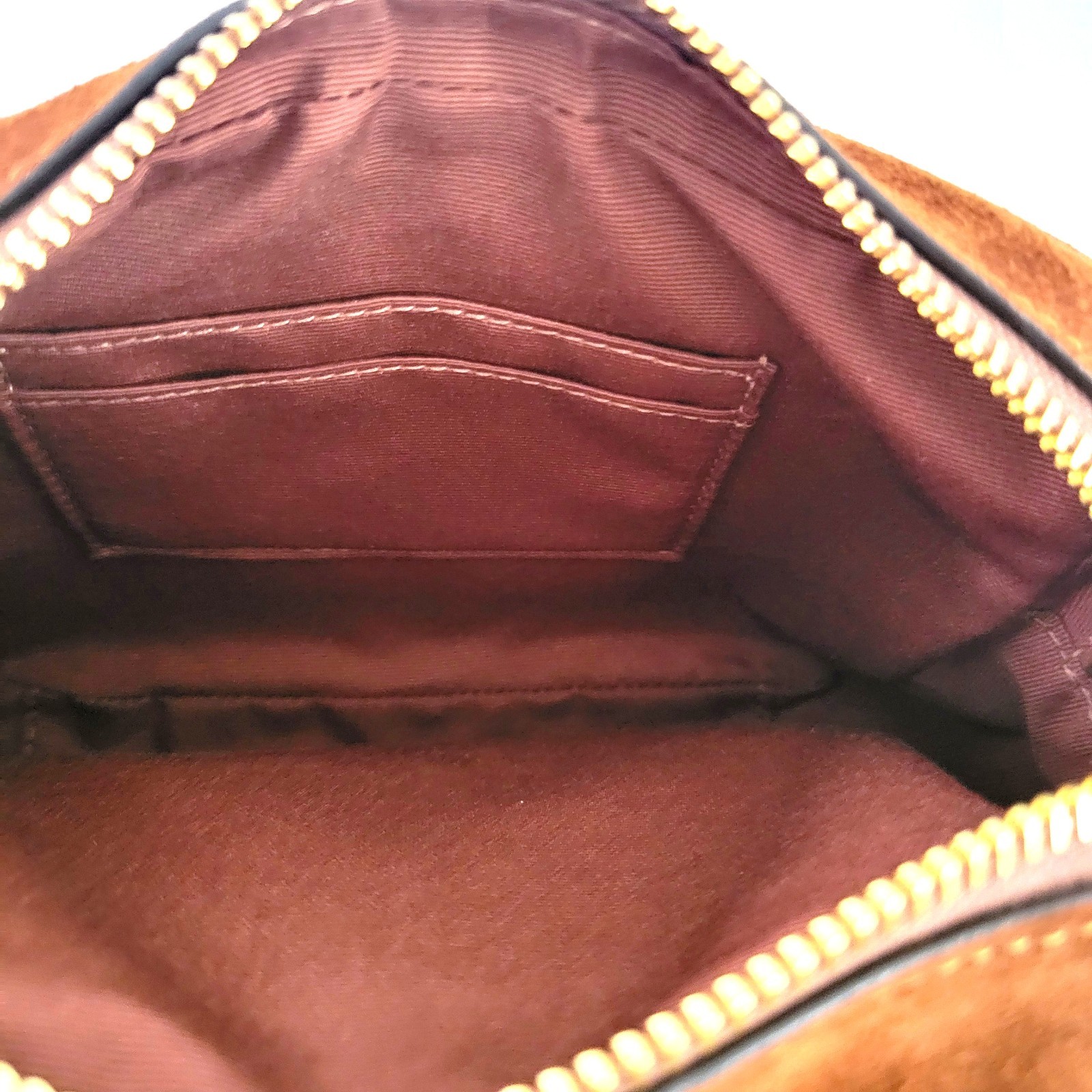 Coach CEN20 Mini Carey Suede Leather Crossbody Bag Handbag Warm Brown