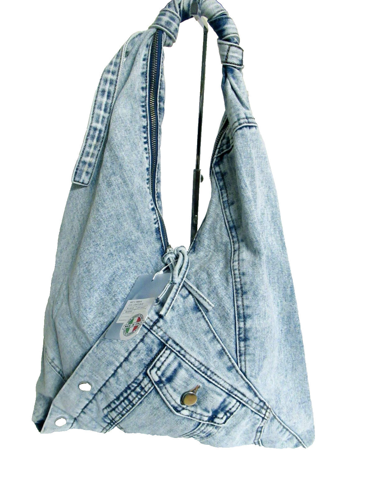 ITALIAN TRENDY WASHED JEANS HOBO BAG DENIM BAG PURSE MADE IN ITALY