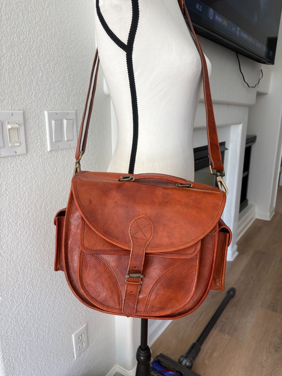 Rofozzi Icon Leather Camera Bag VTG Crossbody DSLR Satchel Saddle Purse Brown