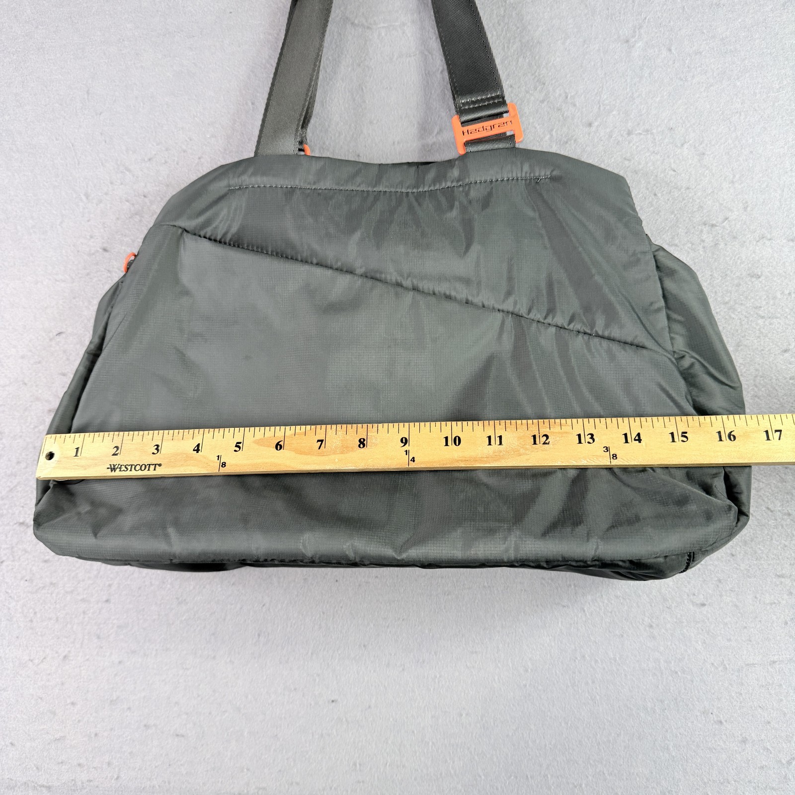Hedgren Womens Gray Tote Bag Shoulder Bag Travel Nylon Orange Accent Pockets
