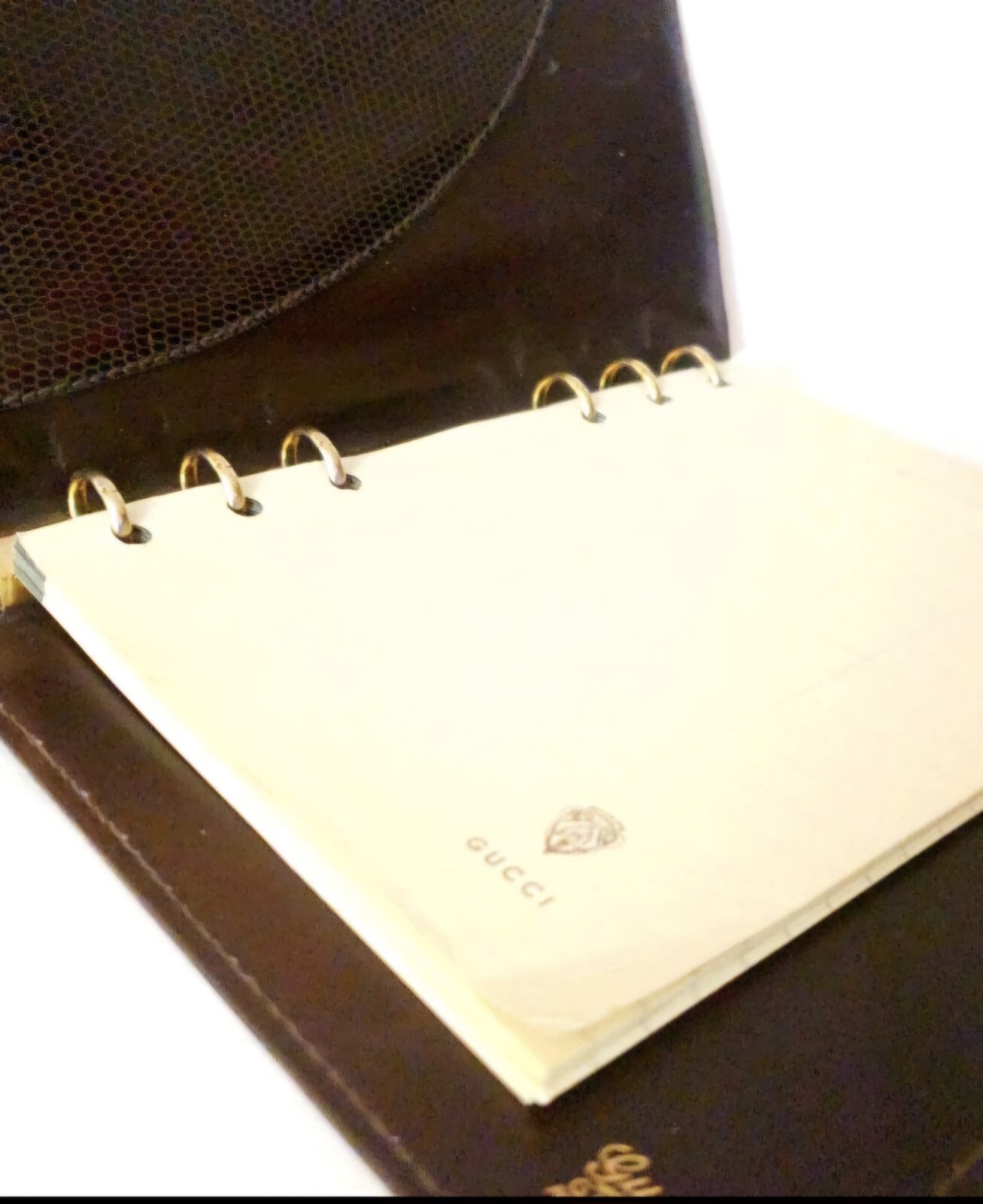 Mid Century Gucci Galleria Lizard Phonebook Solid 18k Yellow Gold Accent Rare