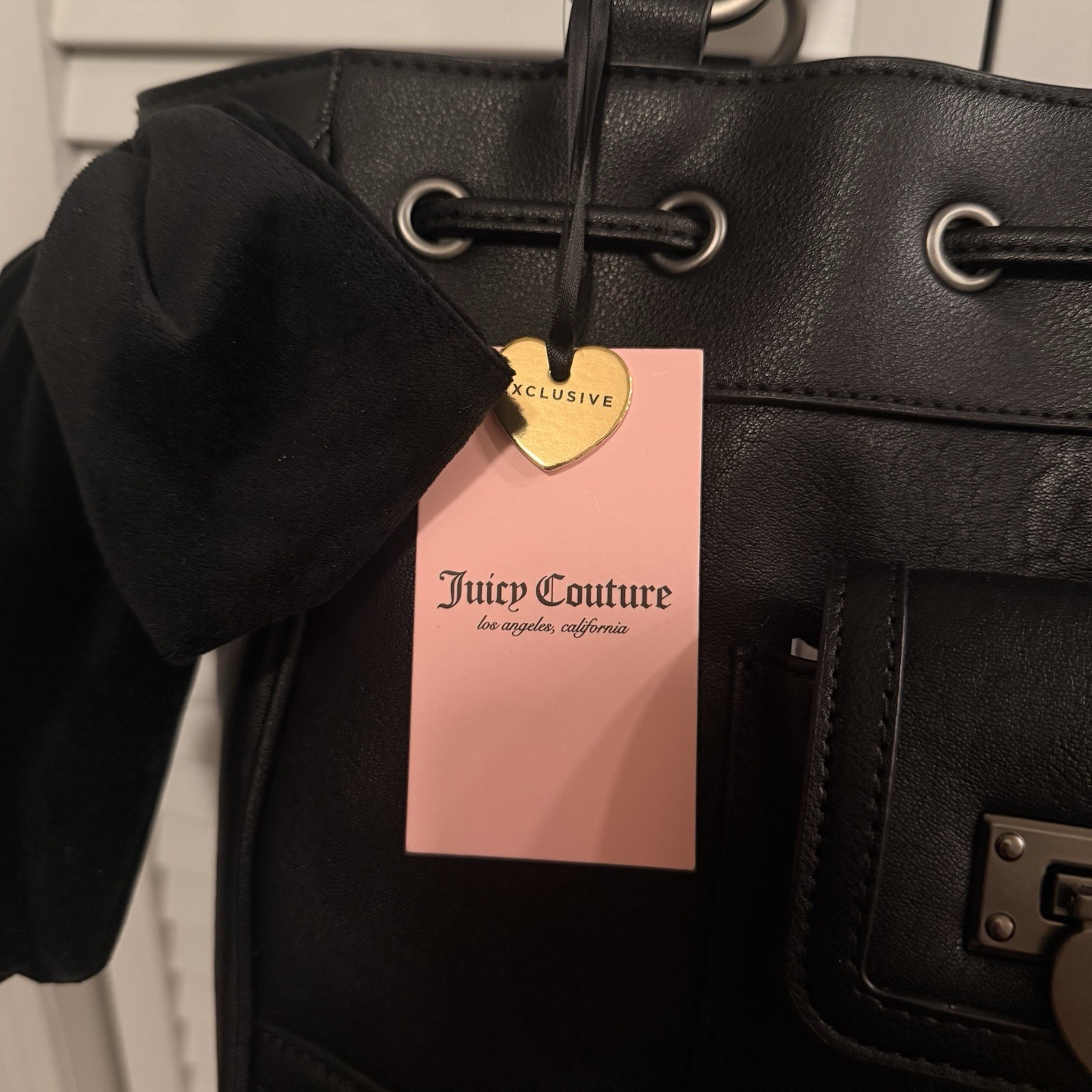 Juicy Couture Royal to Juicy Black Daydreamer Tote Key Lock Charm Gothic