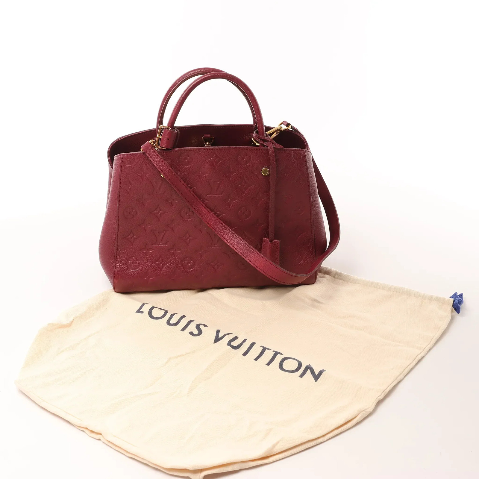 Louis Vuitton Montaigne MM Monogram Empreinte 2Way Handbag in Burgundy M43258