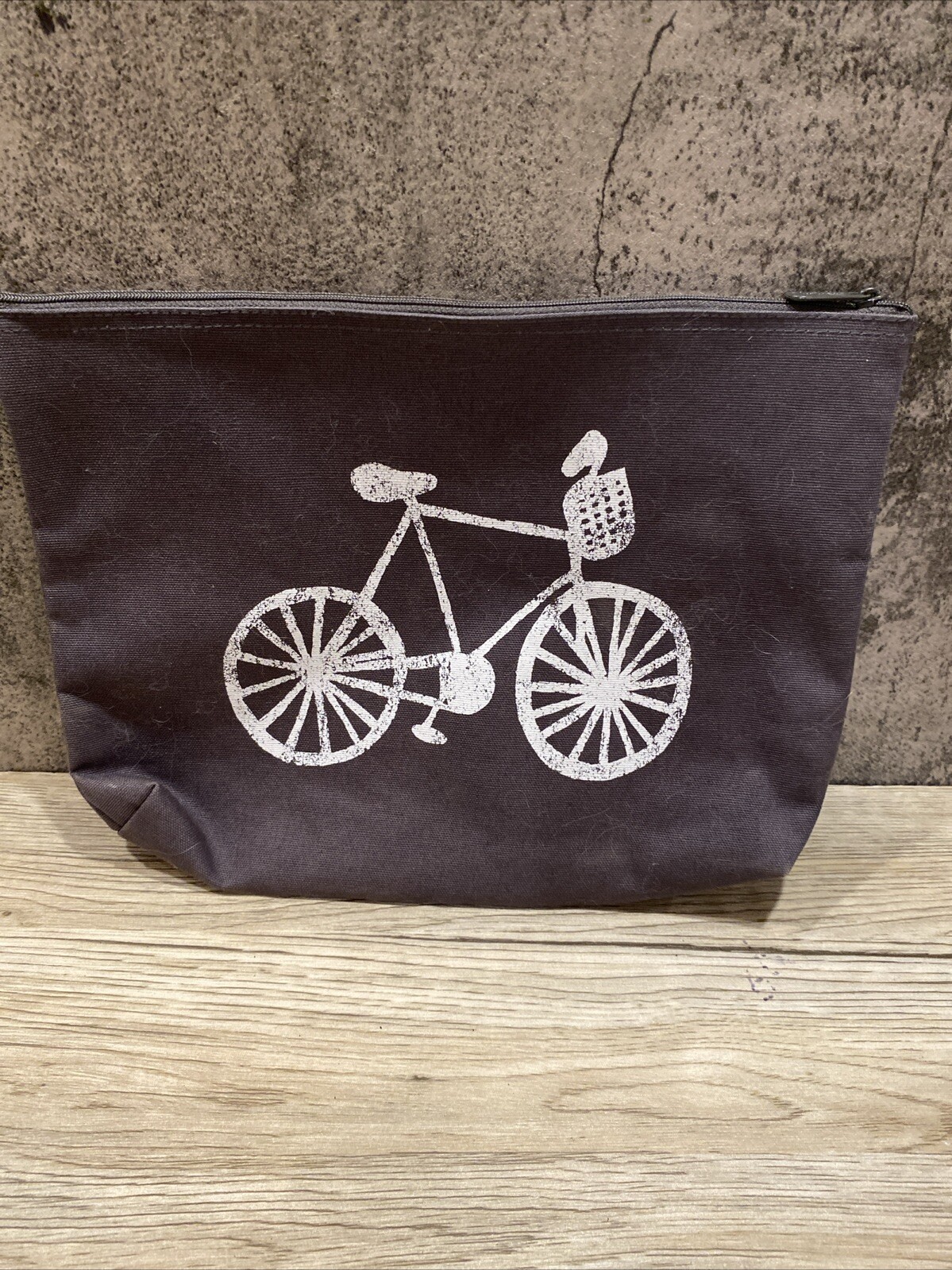 Thirty One Canvas bicycle zip bag gray/white Thirty One 12.25 x 9.5” Pouch