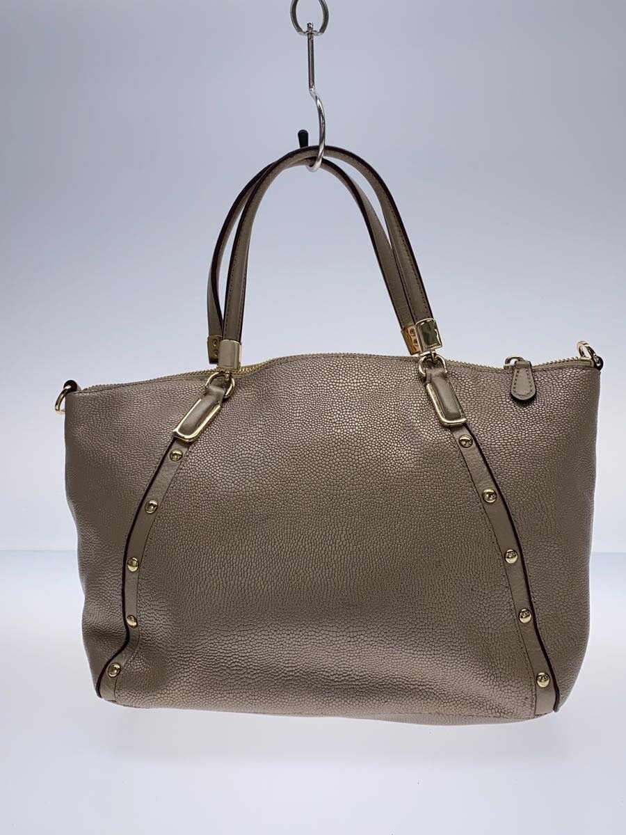 COACH Handbag Leather BEG Shoulder Strap Missing