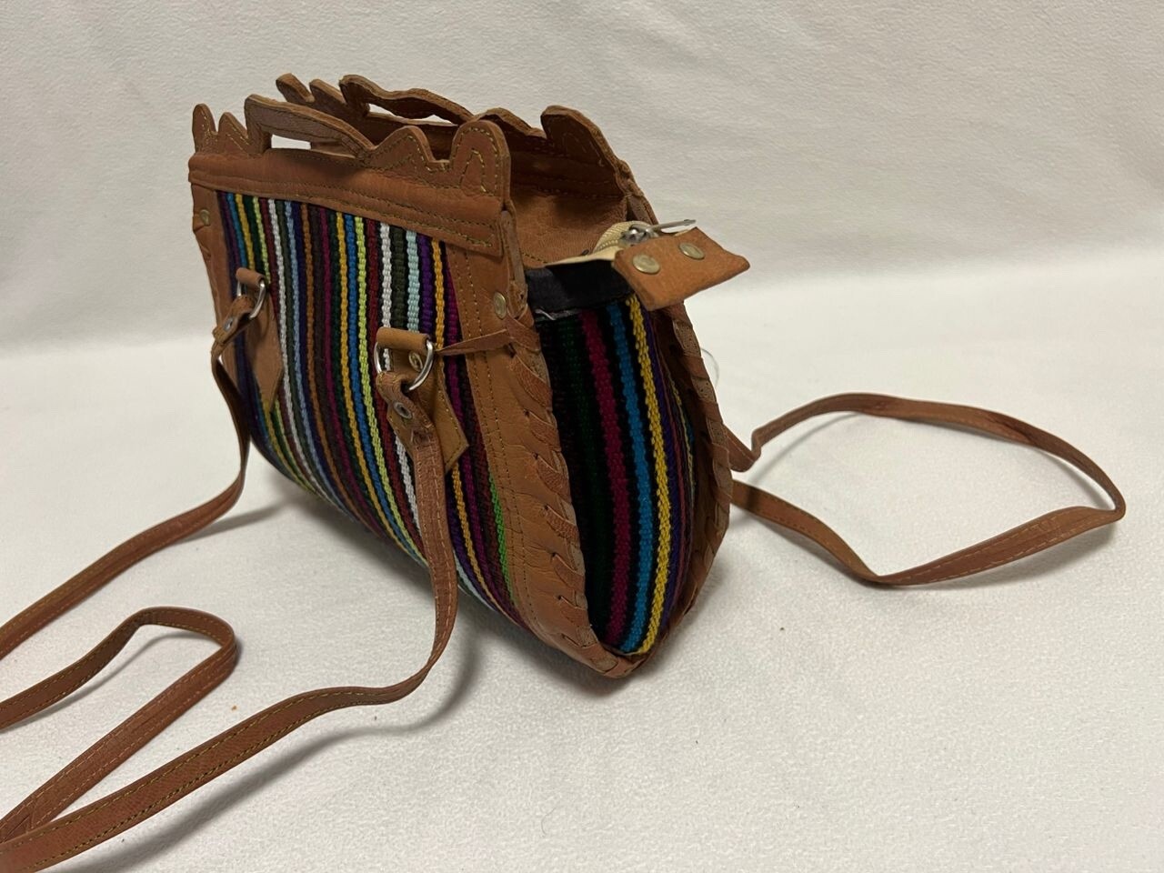Moroccan leather Women Tote Bag with Suzani Rustic Boho style