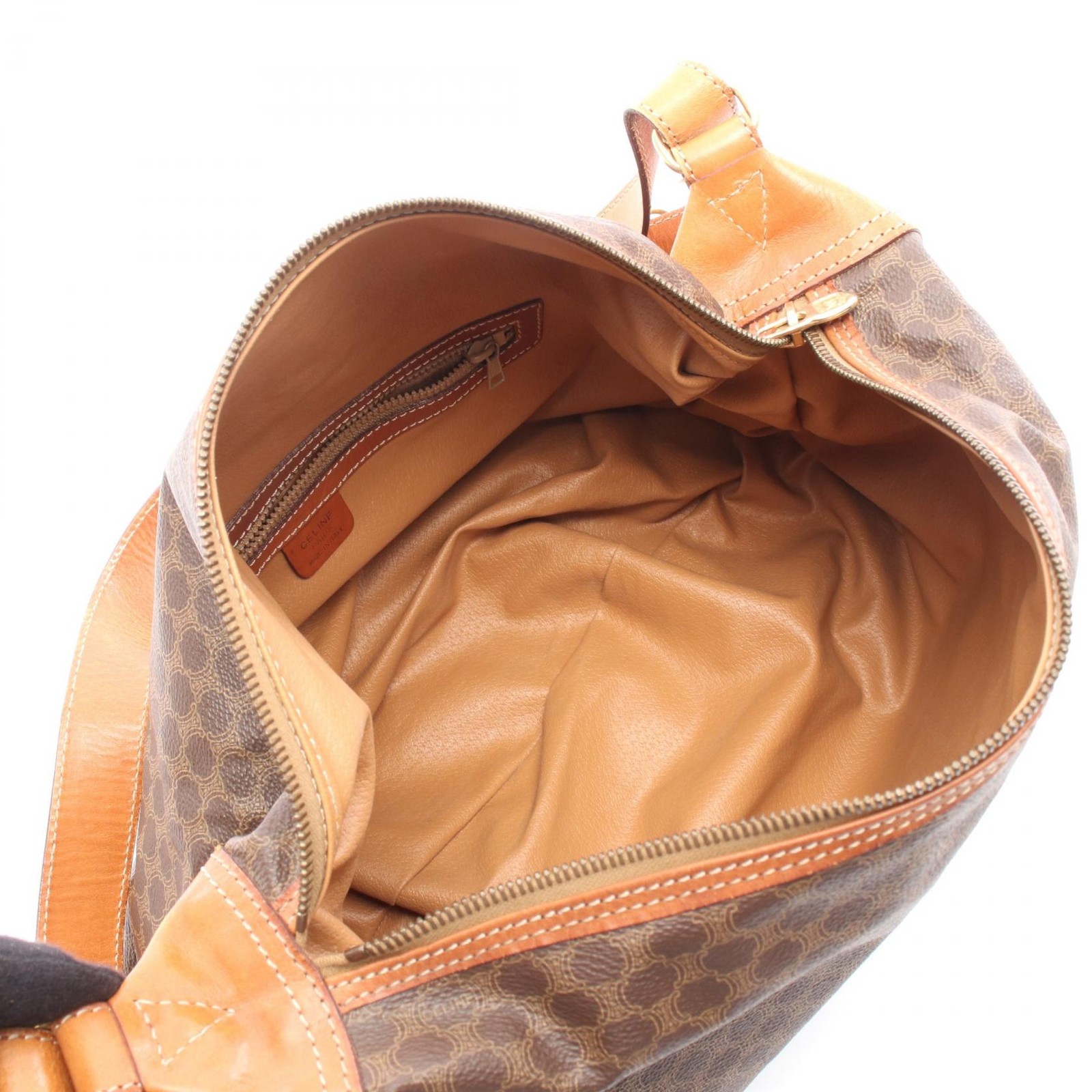 CELINE Macadam Shoulder Bag Brown PVC Coated Leather W15.0 x H9.1 x D5.9 in