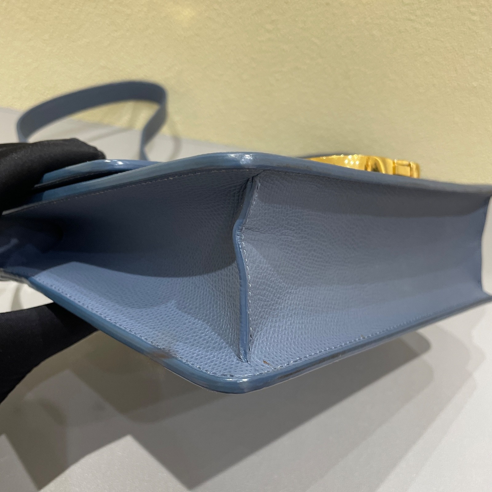 CHRISTIAN DIOR 30 Montaigne Box Bag Blue Calfskin Leather Crossbody Bag