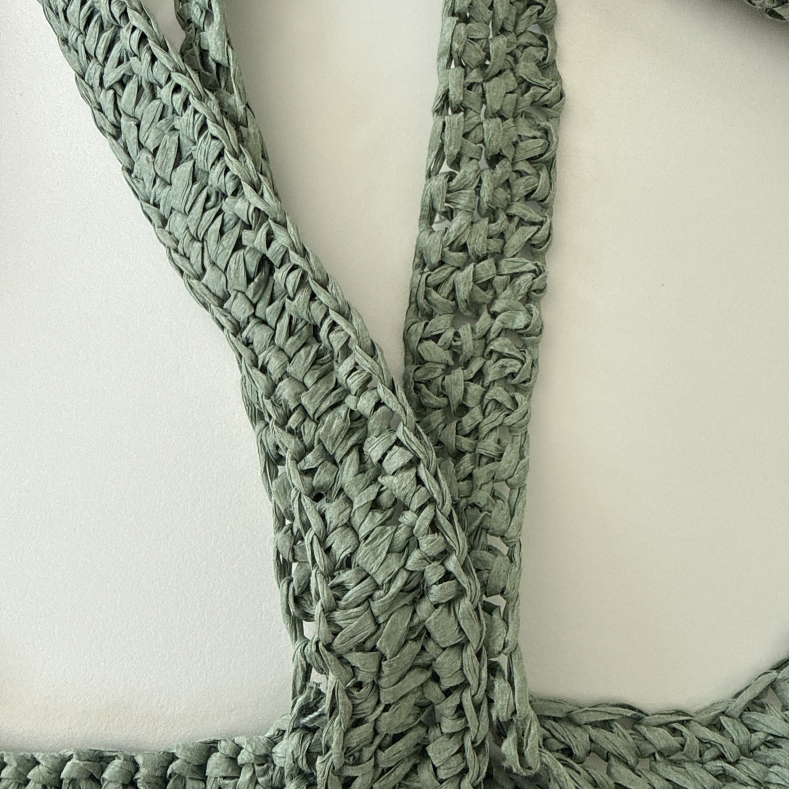 Straw Tote Bag Moss Green