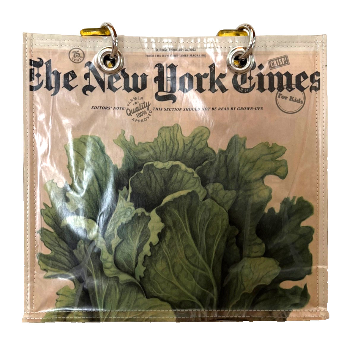 Couture Planet Recycled Newspaper Handbag Stella Tote Purse Acrylic Handle Bag