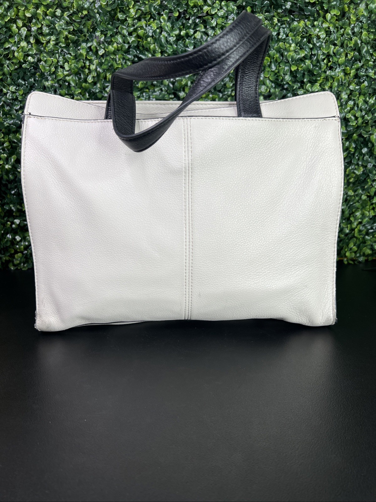 Claudia Ciuti Designer Handbag Leather Tote Purse Cream & Black