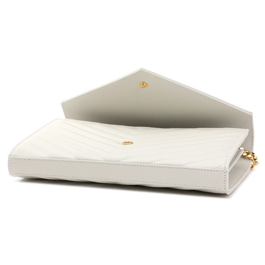 SAINT LAURENT YSL CASSANDRE Cowhide Leather Bag Women’s White 7.4×1.3×4.9 in