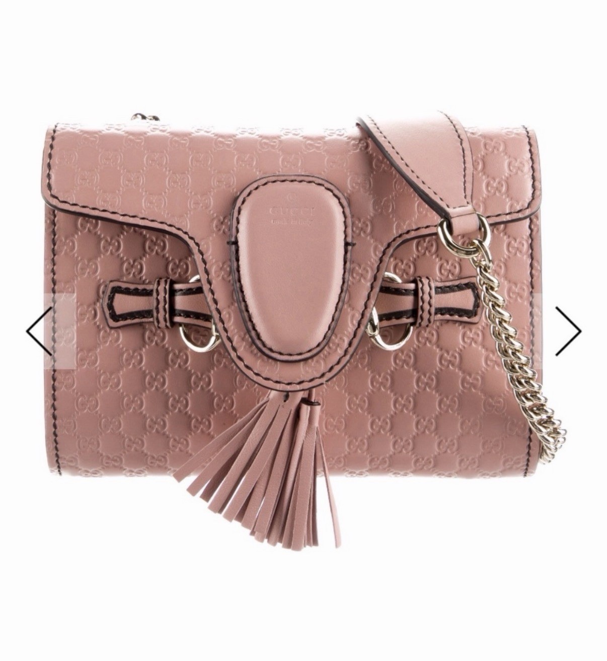 New Gucci Pink Blush Mini Emily Cross Body Purse with Chain Strap