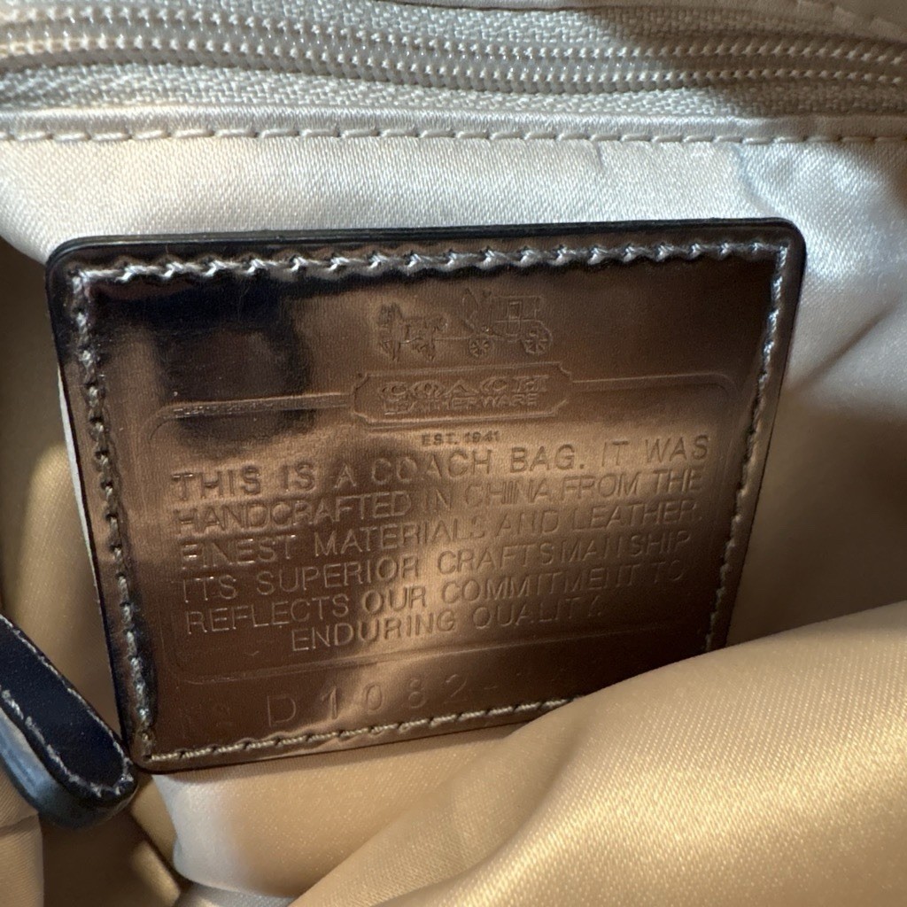Coach Madison Maggie Metallic Navy Leather Bag