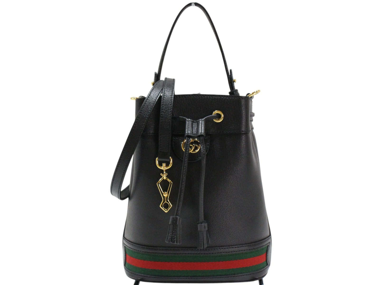 Gucci Ophidia GG Small Bucket Bag 610846 Black Leather Handbag Shoulder Bag
