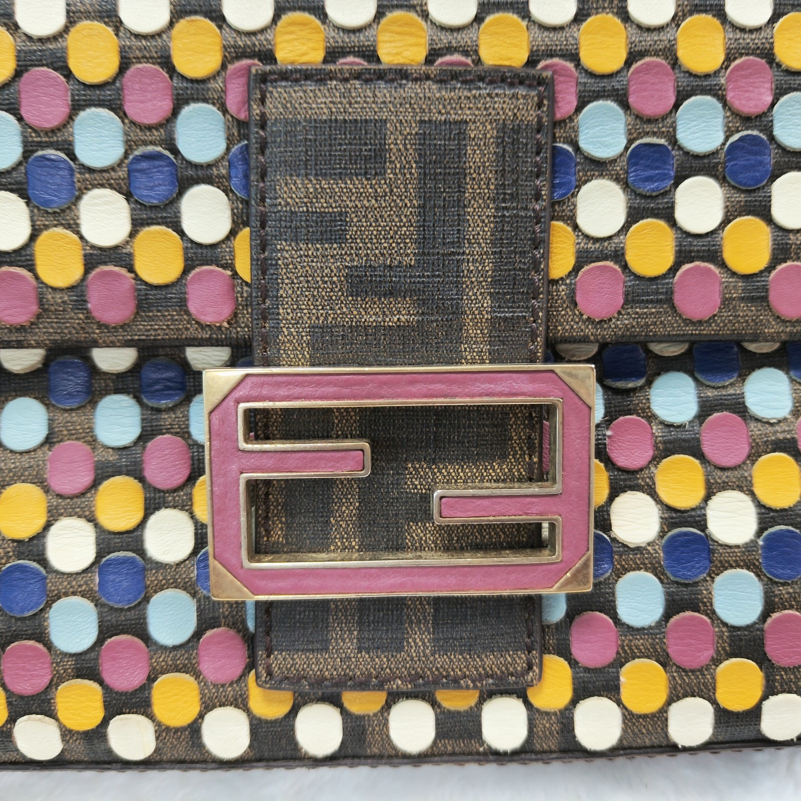 Fendi Baguette Shoulder Bag Dot Brown DQY701@pre-verified by eBay 26.07.09