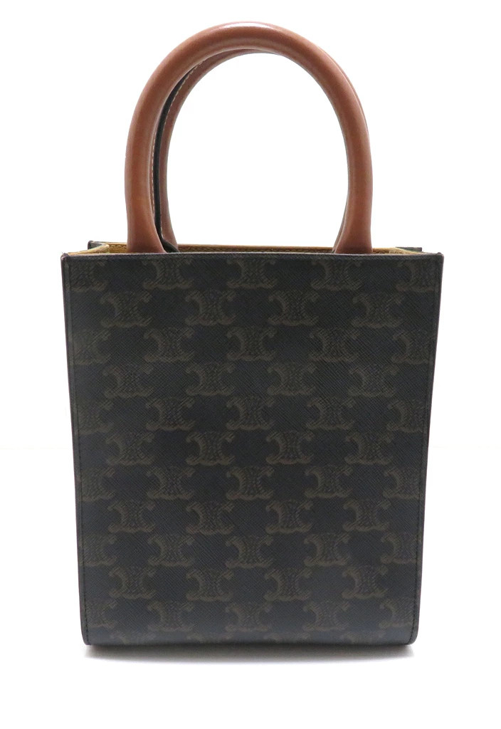 CELINE Triomphe Vertical Cabas Mini Tan Handbag PVC / Leather Brown #DB1362