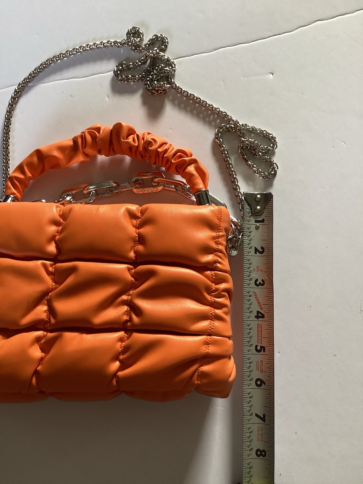Brand New Orange Clutch Crossbody Puffy Shoulder High end Look