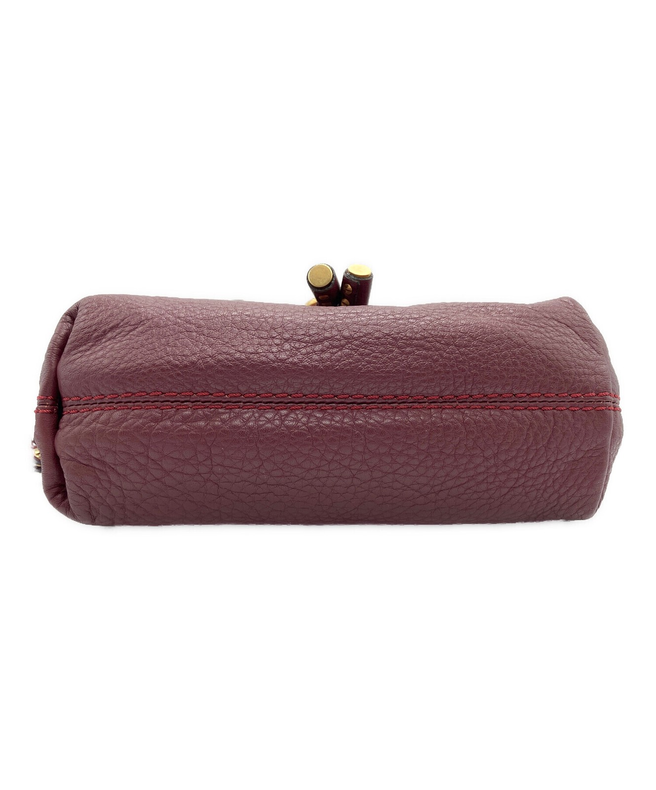 CHLOE Shoulder Bag Marcie Wine Red Leather Crossbody Authentic From Japan