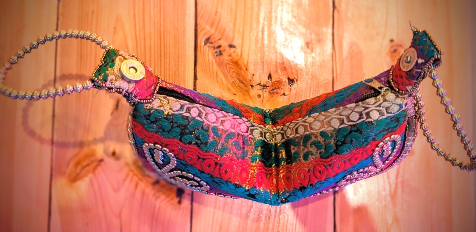 Colorful Purse- Handmade Indian Handbag – 9 Inch Cookie Style Vintage Clutch