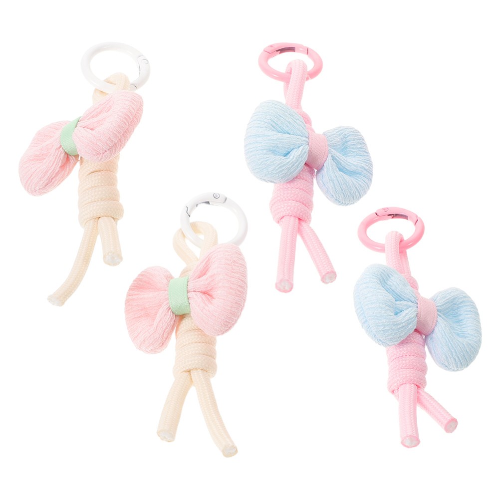4Pcs Bow Keychain for Purse with Candy Colors Handmade Bag Pendant Decoration
