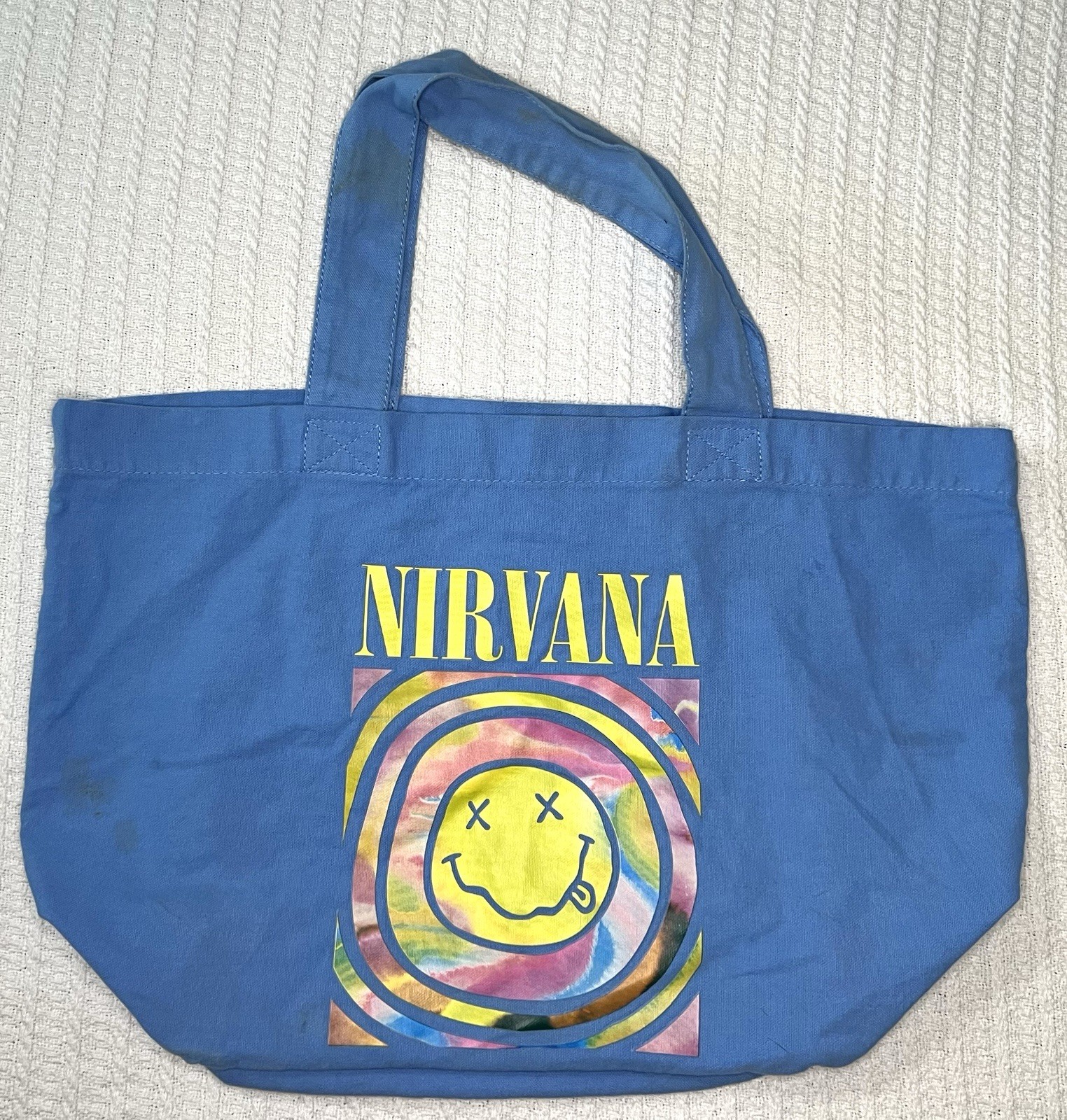 Cotton On Nirvana Band Rock Grunge Blue Lightweight Tote Bag **Rare**