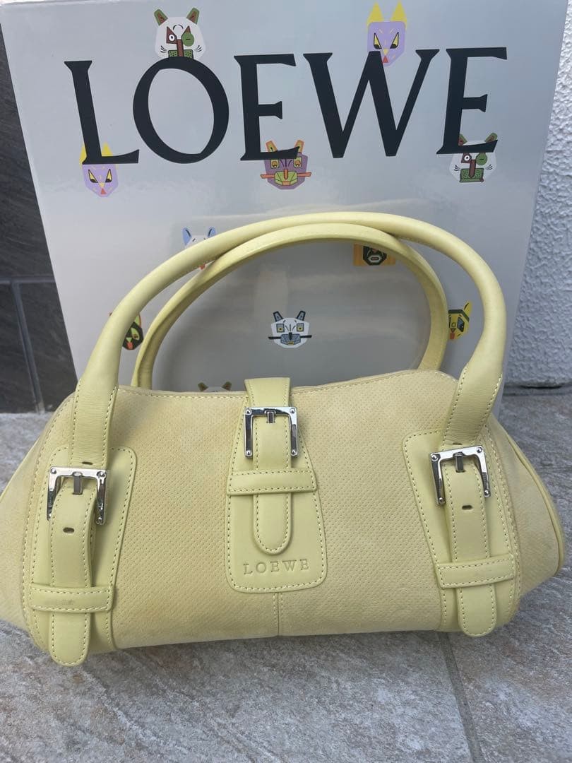 LOEWE Senda Leather Handbag Tote Yellow Made in Spain Women’s