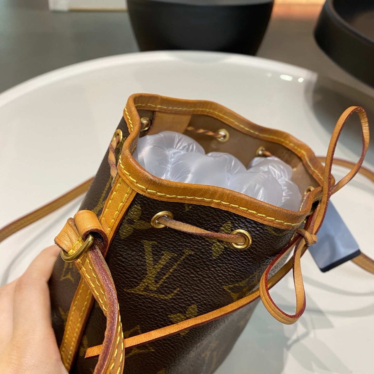 Pre-loved Louis Vuitton Monogram Nano Noé Drawstring Bucket Crossbody Bag
