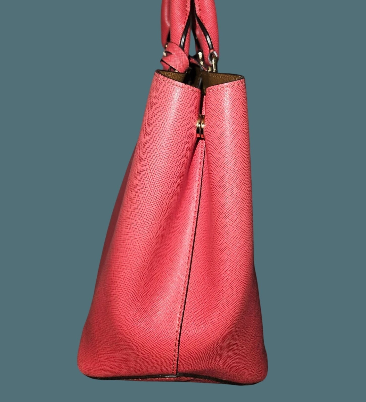 Michael Kors Saffiano Leather Pink Greenwich Large Grab Tote Satchel Bag
