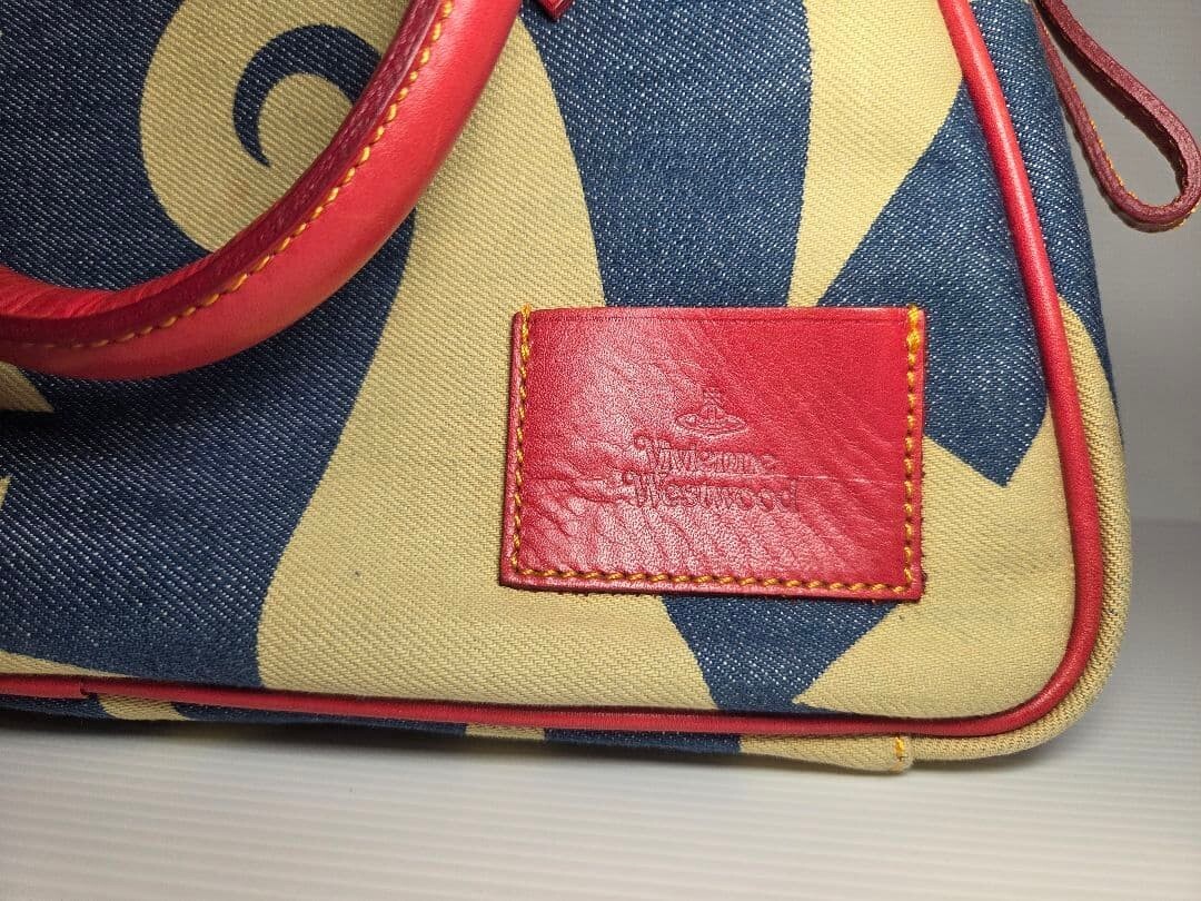 Vivienne Westwood Orb Print Yasmin Bag Vintage Canvas Dome Handbag Auth