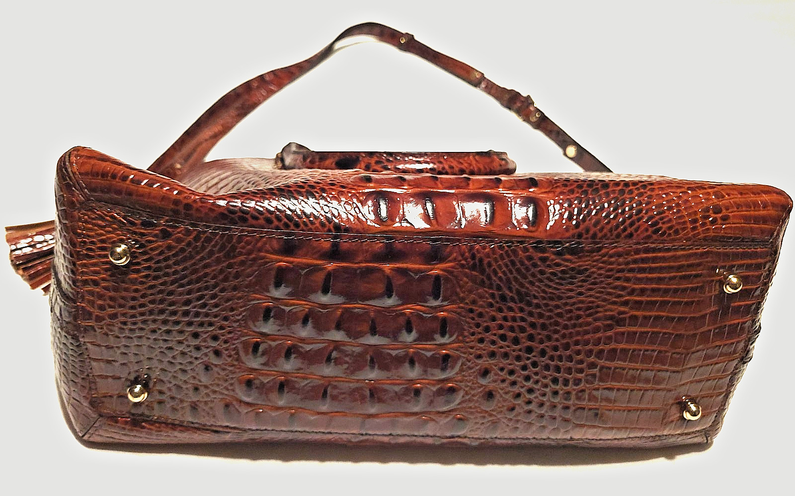 Brahmin SYDNEY PECAN Melbourne Satchel Shoulder Bag Brown Croc-Embossed NWT