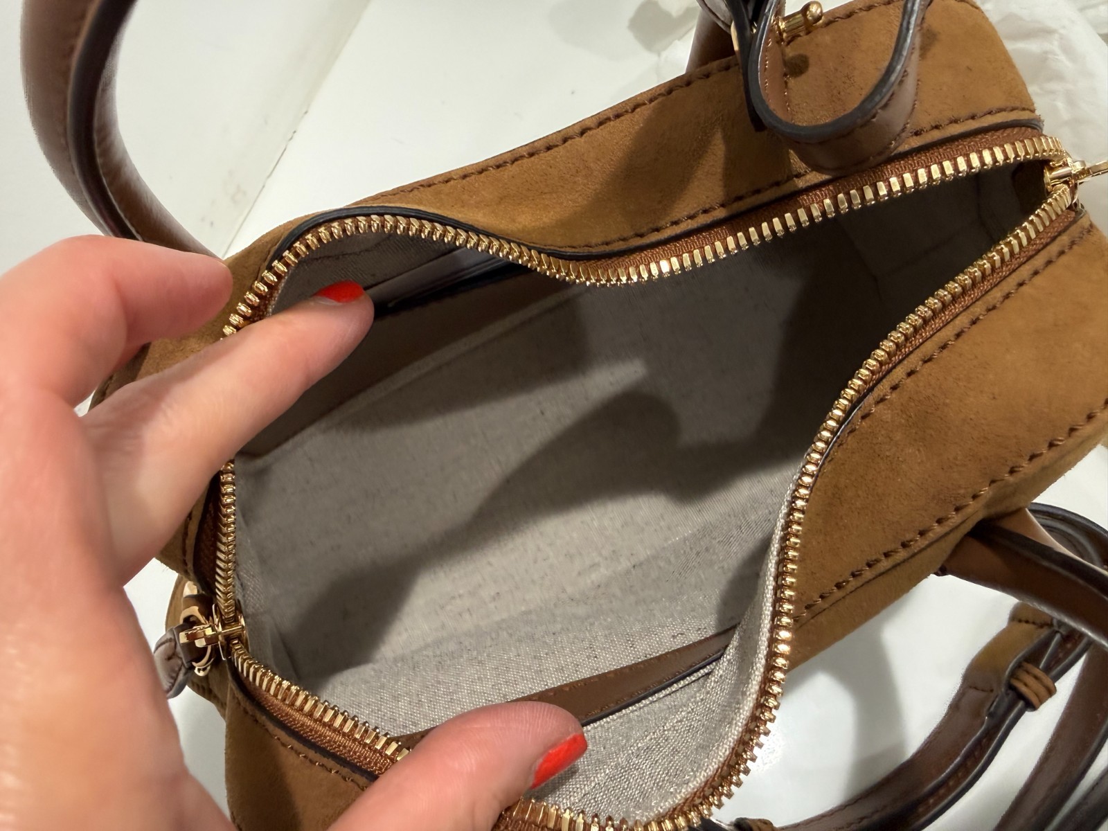 Stella McCartney Tan Suede Mini Satchel. Brand New With Tags. Beautiful Bag
