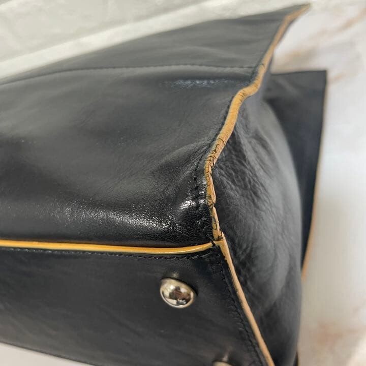 Furla Genuine Leather Tote Bag Black Made in Italy Double Handle 30cm 27cm